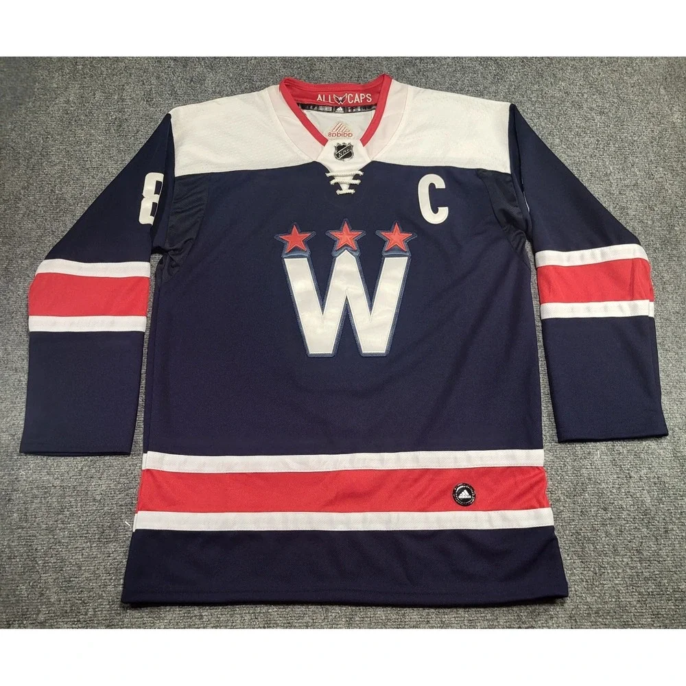 Adidas Washington Capitals #8 Ovechkin Navy Blue Alternate W Hockey Jersey 50 M